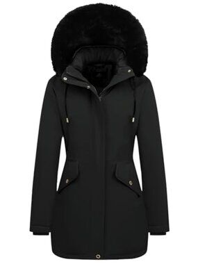Women's Long Winter Down Coat Thicken Fleece Lined Puffer Jacket